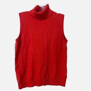 Burnt Orange Sleeveless Turtleneck Sweater